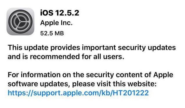 威宁苹果手机维修分享iOS12.5.2发布，建议所有老苹果用户安装 